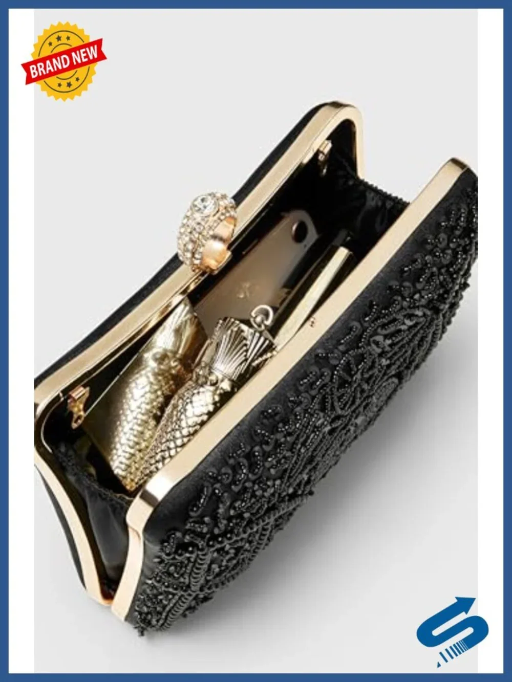 Beaded Sequin Evening Clutch Vintage 1920s Gatsby Party Bag Women